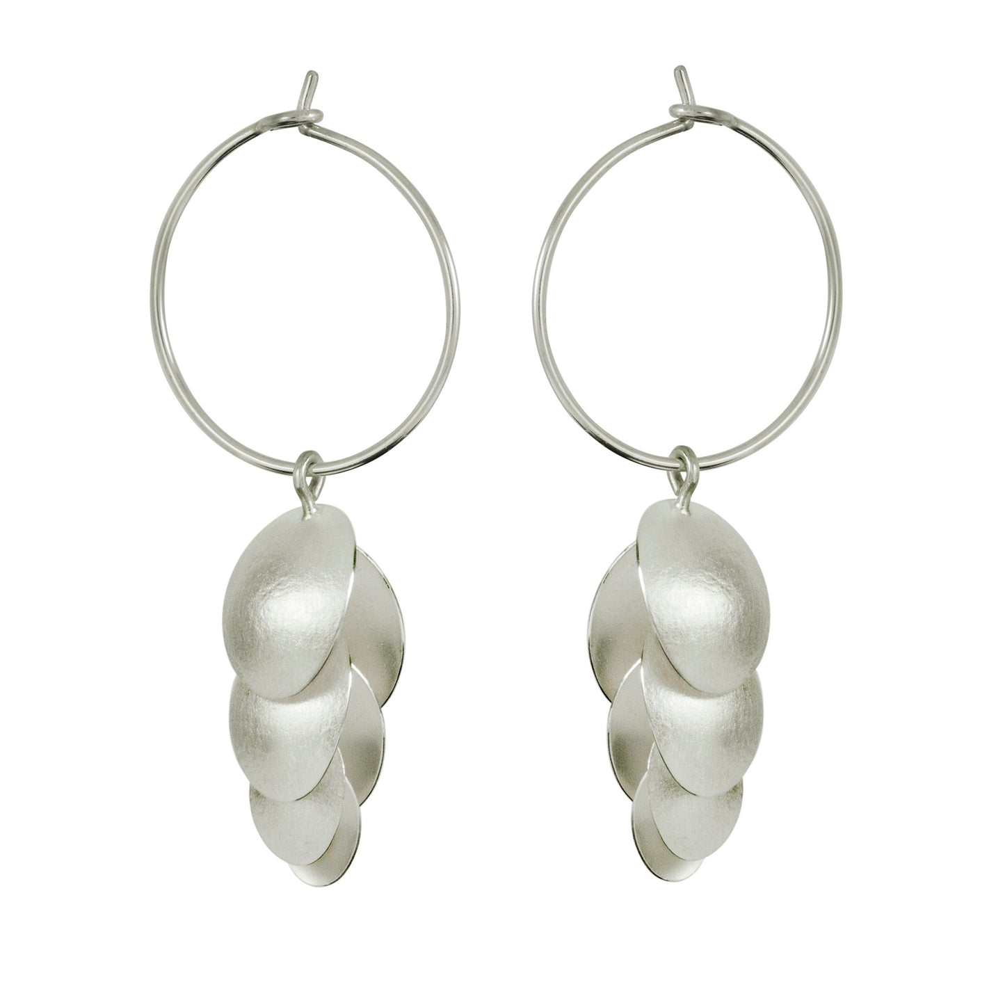 Silver Large Triple Seed Pod Hoop earrings