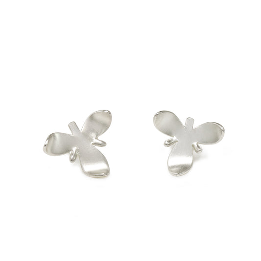 Silver Small Orchid Flowers stud earrings