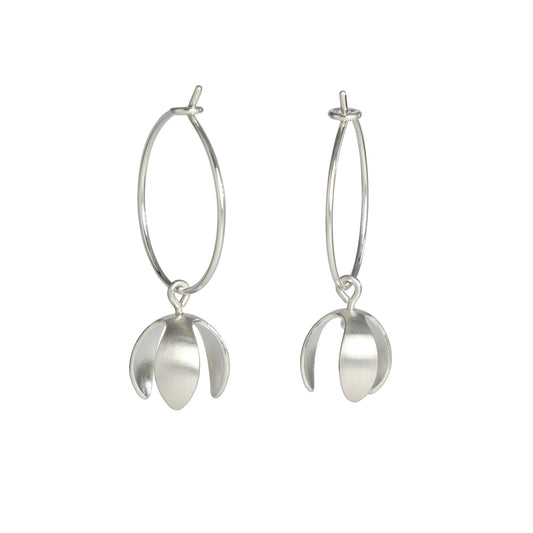 Silver Snowdrop hoop earrings