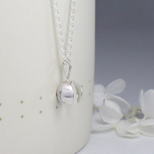 Silver Snowdrop Flower Necklace