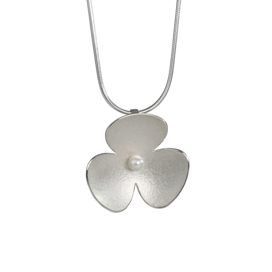 Silver and Pearl Poppy Flower Pendant